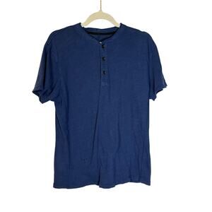 rag & bone Shirt Men's Medium Henley Short Sleeve Blue
